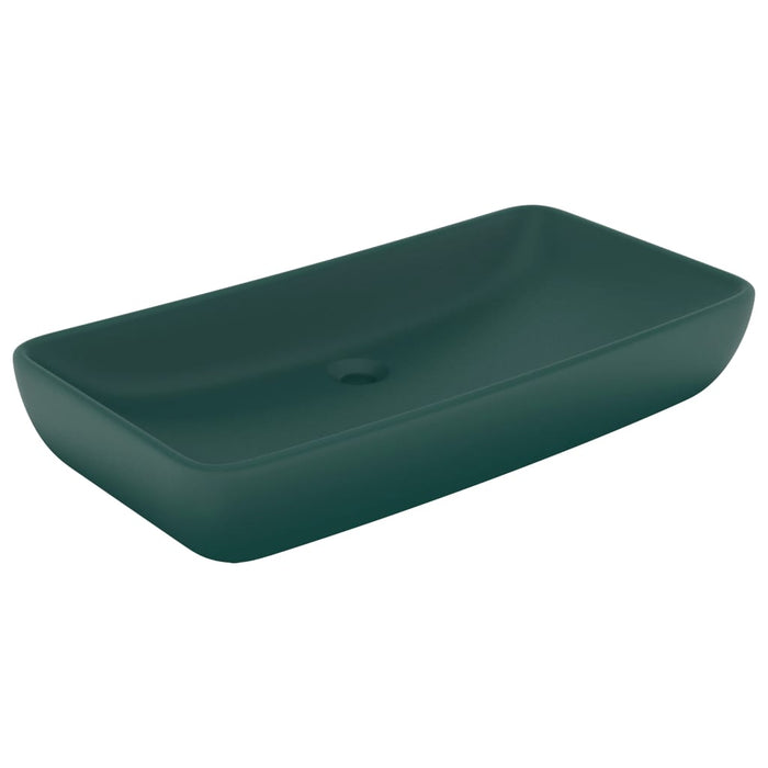 VXL Luxury Rectangular Washbasin Matte Dark Green Ceramic 71X38cm