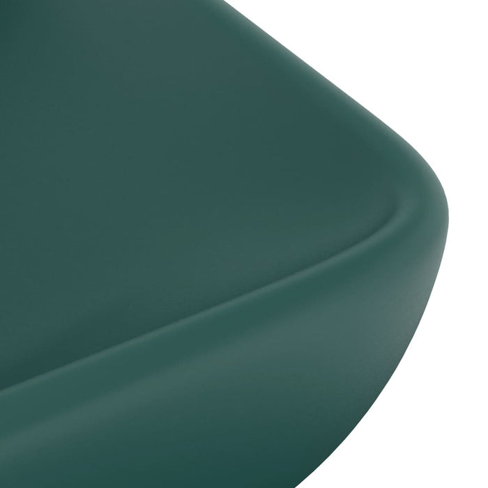 VXL Luxury Rectangular Washbasin Matte Dark Green Ceramic 71X38cm