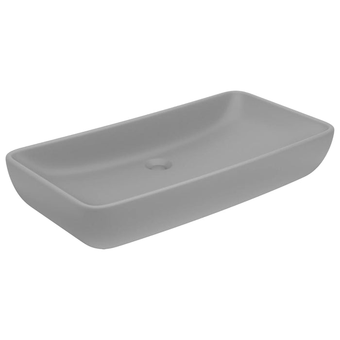 VXL Matte Light Gray Rectangular Ceramic Luxury Washbasin 71X38 cm