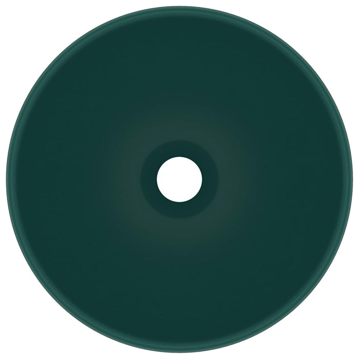 VXL Lavabo De Lujo Redondo Cerámica Verde Oscuro Mate 32,5X14 cm