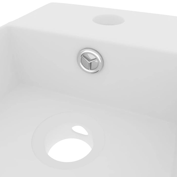VXL Matte White Ceramic Washbasin With Overflow