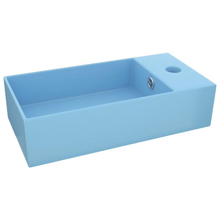 VXL Light Blue Ceramic Washbasin With Overflow