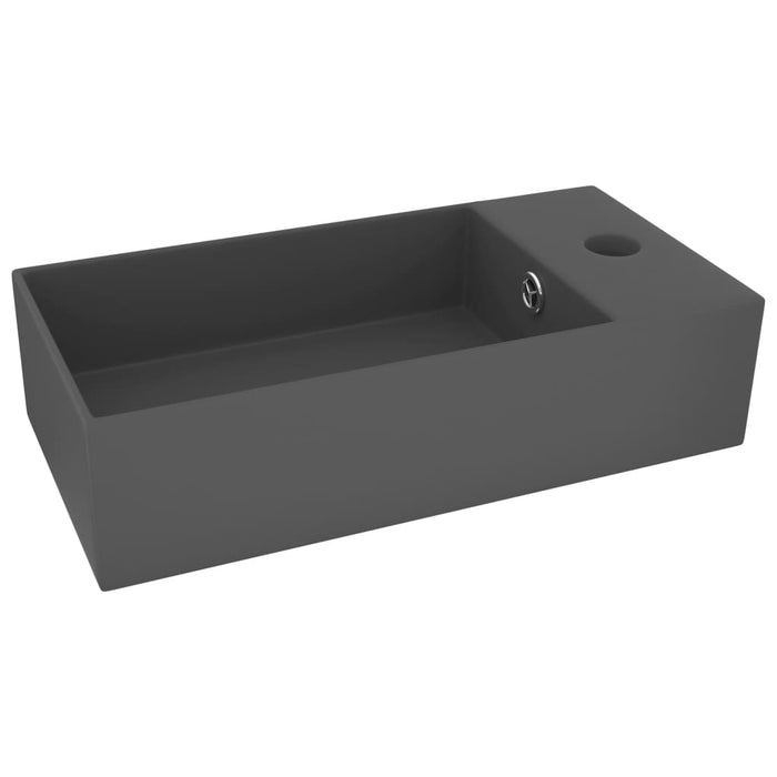 VXL Dark Gray Ceramic Sink With Overflow