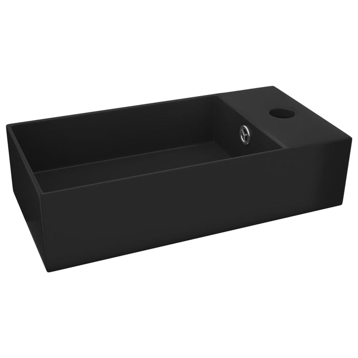 VXL Matte Black Ceramic Washbasin with Overflow