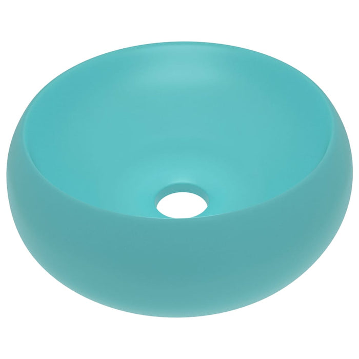 VXL Luxury Round Ceramic Washbasin Light Green Matte 40X15 cm