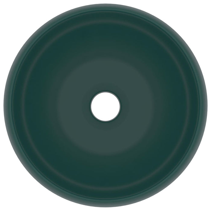 VXL Luxury Round Ceramic Matte Dark Green Washbasin 40X15 cm