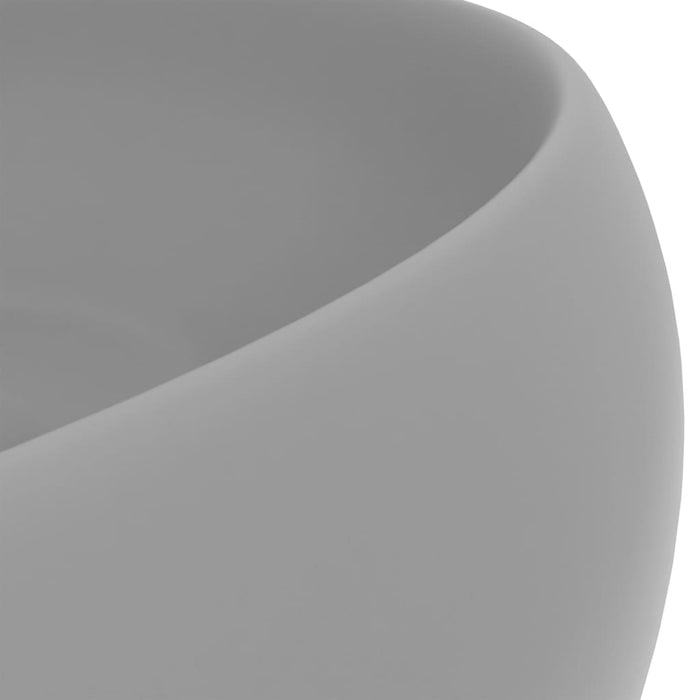 VXL Luxury Round Ceramic Washbasin Matte Light Gray 40X15 cm