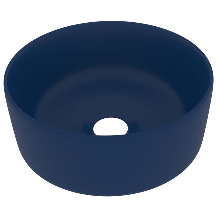 VXL Luxury Round Ceramic Matte Dark Blue Washbasin 40X15 cm