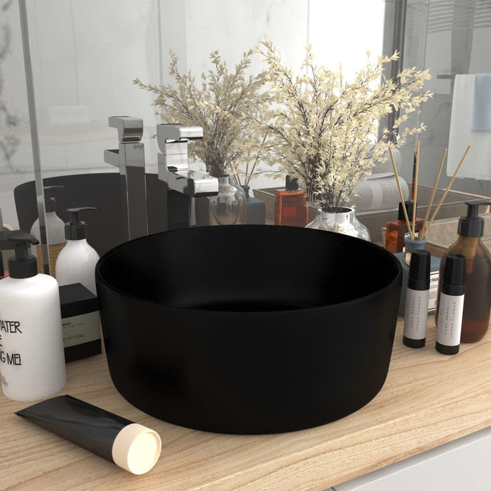 VXL Luxury Round Ceramic Matte Black Washbasin 40X15 cm