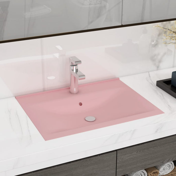 VXL Luxury Washbasin with Ceramic Faucet 60X46 cm Matte Pink