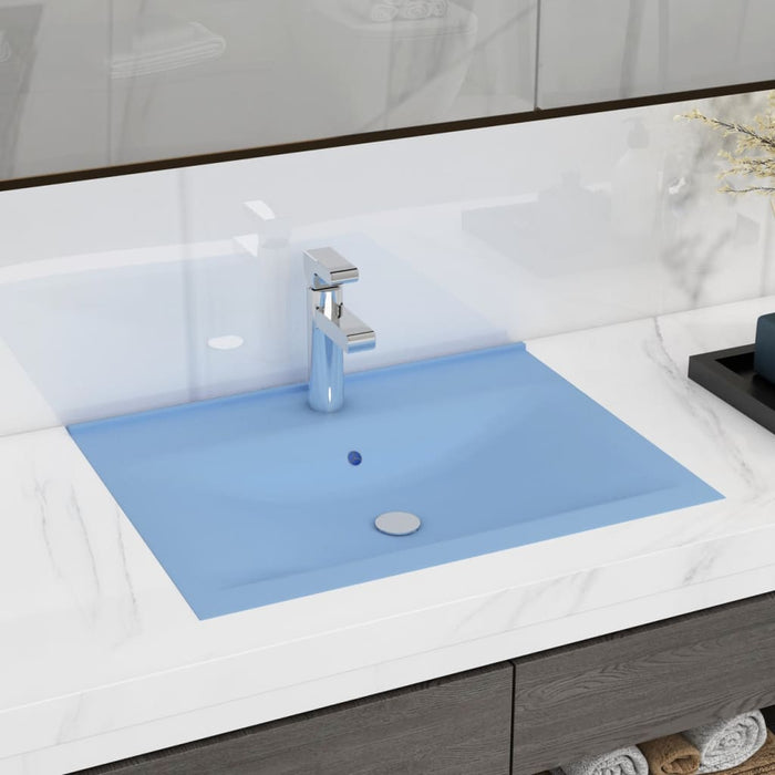 VXL Luxury Washbasin with Ceramic Faucet 60X46 cm Light Blue