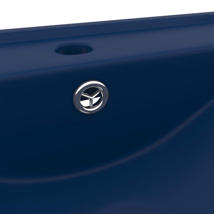 VXL Luxury Washbasin with Faucet Dark Blue Ceramic 60X46 cm