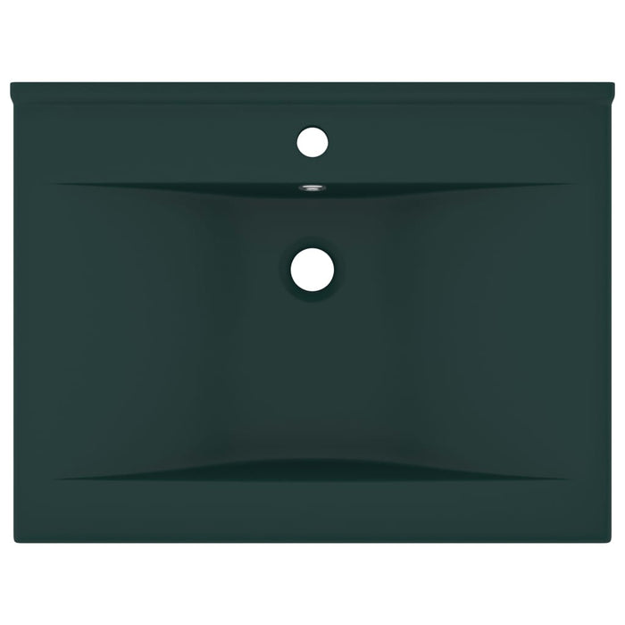 VXL Lavabo De Lujo Con Grifo Cerámica Verde Oscuro 60X46 cm