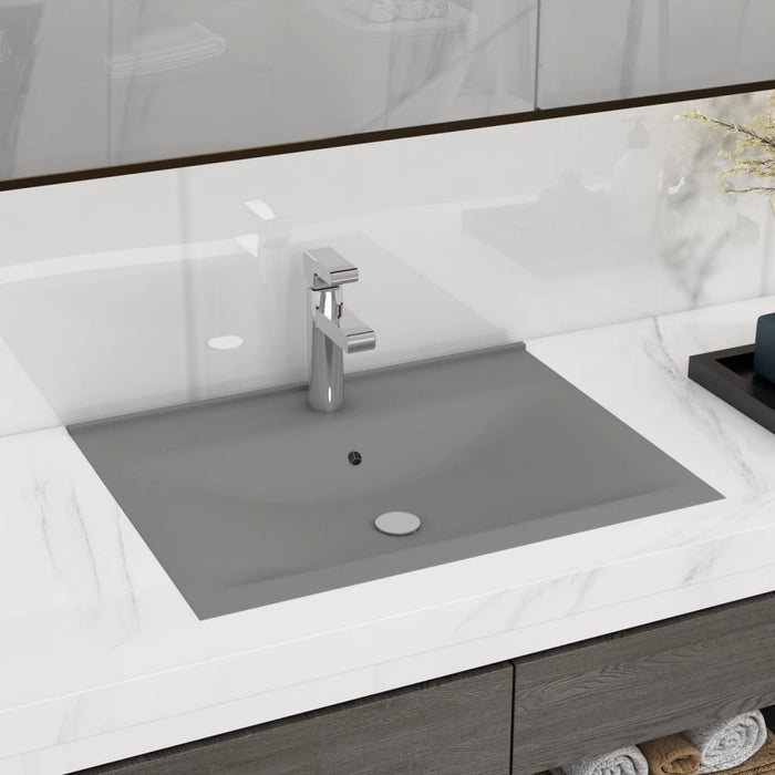 VXL Luxury Washbasin with Ceramic Faucet 60X46 cm Light Gray