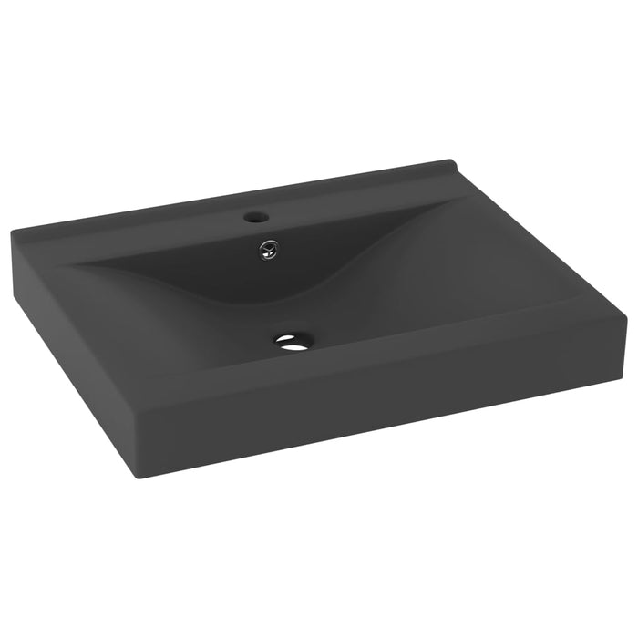 VXL Luxury Washbasin with Dark Gray Ceramic Faucet 60X46 cm