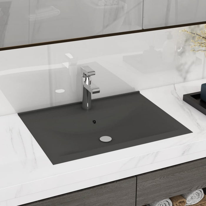 VXL Luxury Washbasin with Dark Gray Ceramic Faucet 60X46 cm