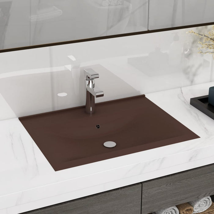 VXL Luxury Washbasin Tap Hole Ceramic Dark Brown 60X46 cm