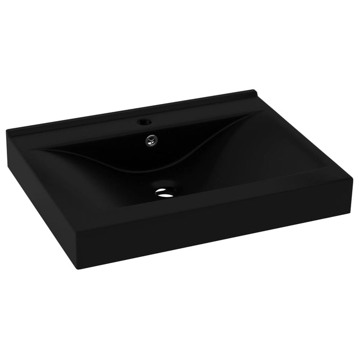 VXL Luxurious Washbasin with Tap Hole Ceramic Matte Black 60X46 cm