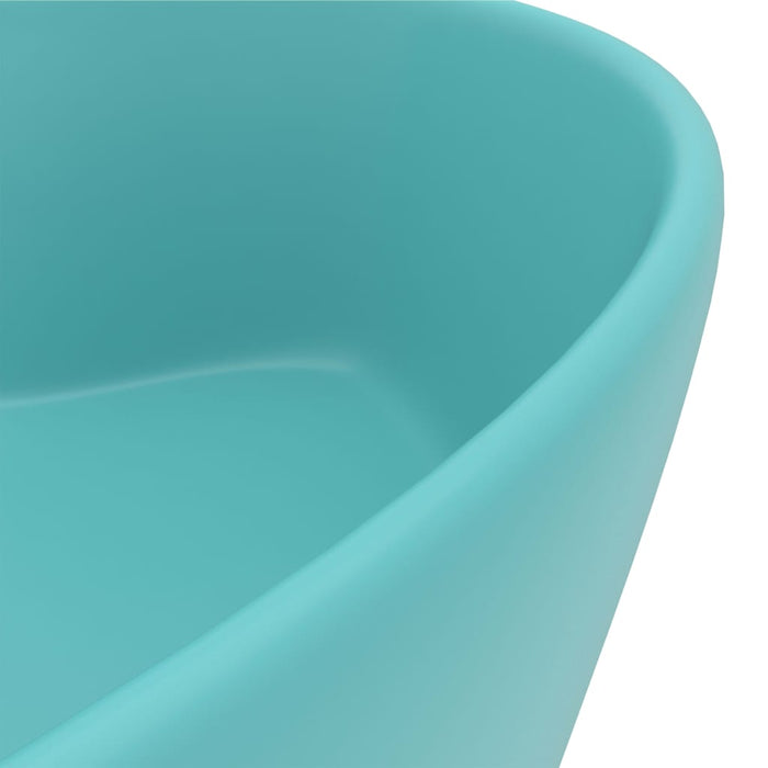 VXL Luxury Washbasin With Overflow Matte Light Green Ceramic 36X13 cm
