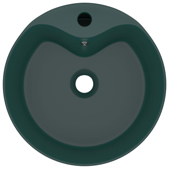 VXL Luxury Washbasin With Overflow Matte Dark Green Ceramic 36X13 cm