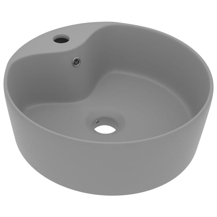 VXL Luxurious Washbasin with Overflow Matte Light Gray Ceramic 36X13 cm