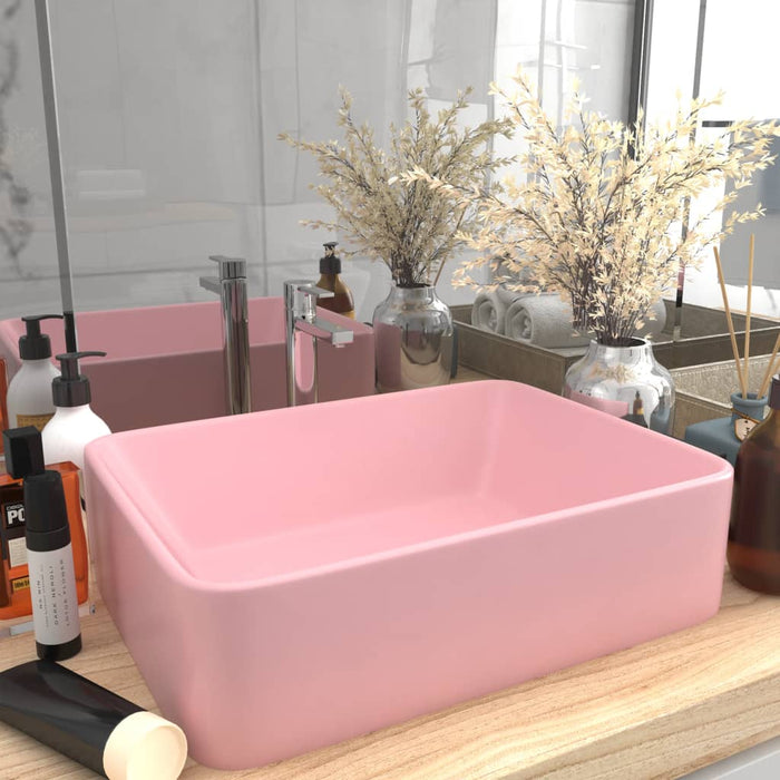 VXL Matte Pink Ceramic Luxury Washbasin 41X30X12 cm