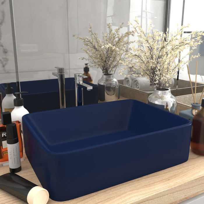 VXL Matte Dark Blue Ceramic Luxury Washbasin 41X30X12 cm
