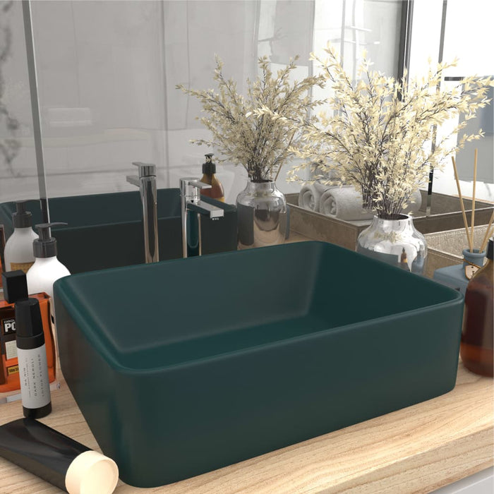 VXL Luxury Matte Dark Green Ceramic Washbasin 41X30X12 cm