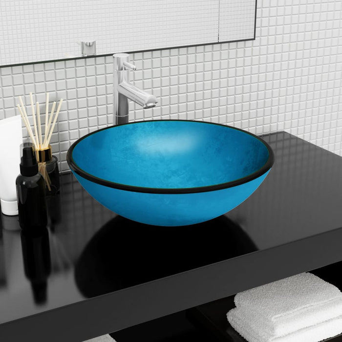 VXL Blue Tempered Glass Washbasin 42X14 cm