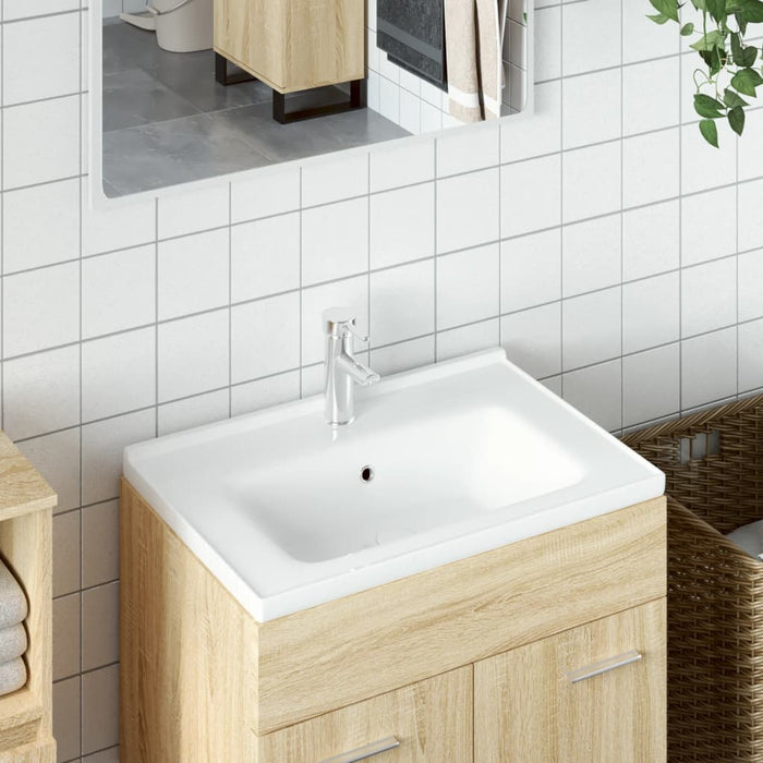 VXL White Ceramic Rectangular Bathroom Sink 61X48X19.5 cm
