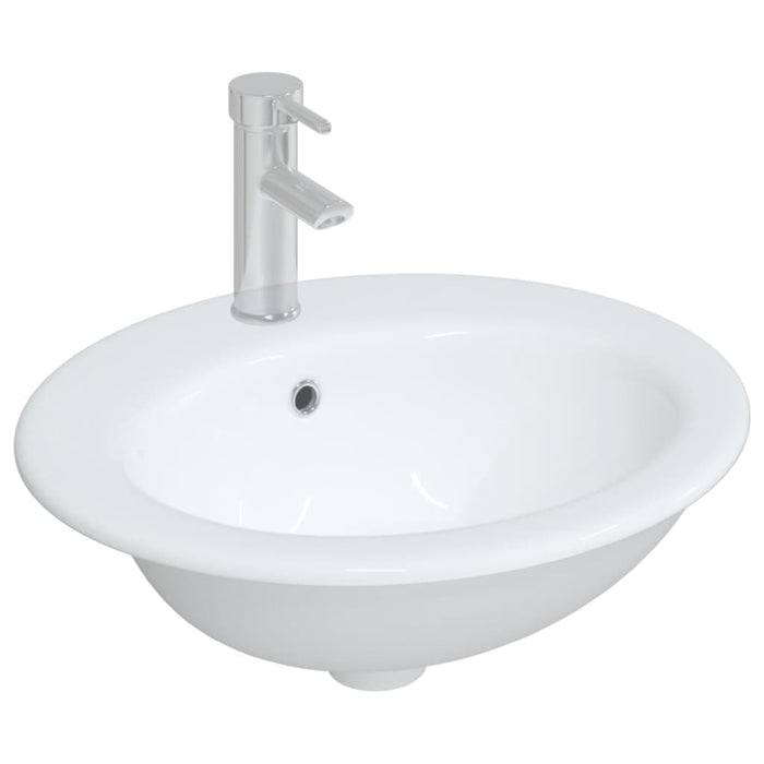 VXL White Ceramic Oval Bathroom Sink 52X46X20 cm