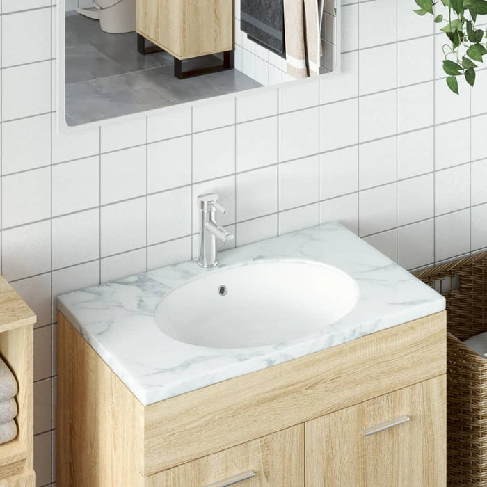 VXL White Ceramic Oval Bathroom Sink 47X39X21 cm