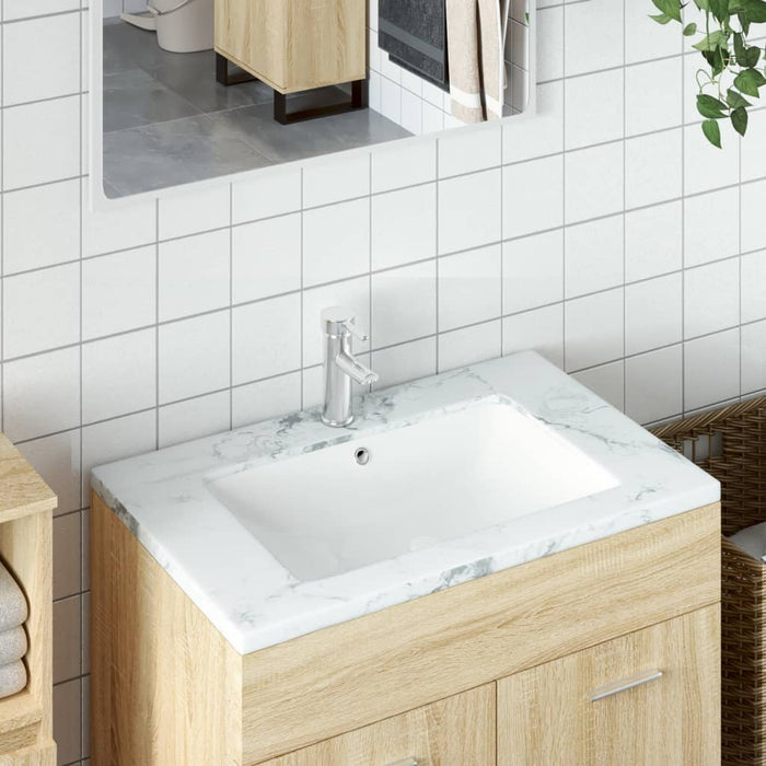 VXL White Ceramic Rectangular Bathroom Sink 60X40X21 cm