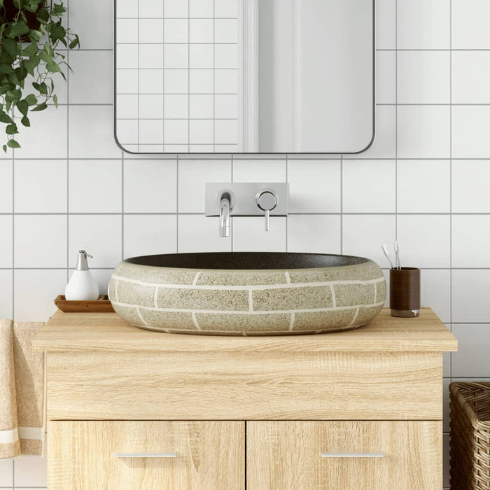 VXL Multicolor Ceramic Oval Countertop Washbasin 59X40X15 cm