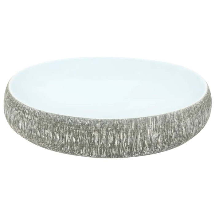 VXL Countertop Oval Ceramic Gray and Blue Washbasin 59X40X15 cm
