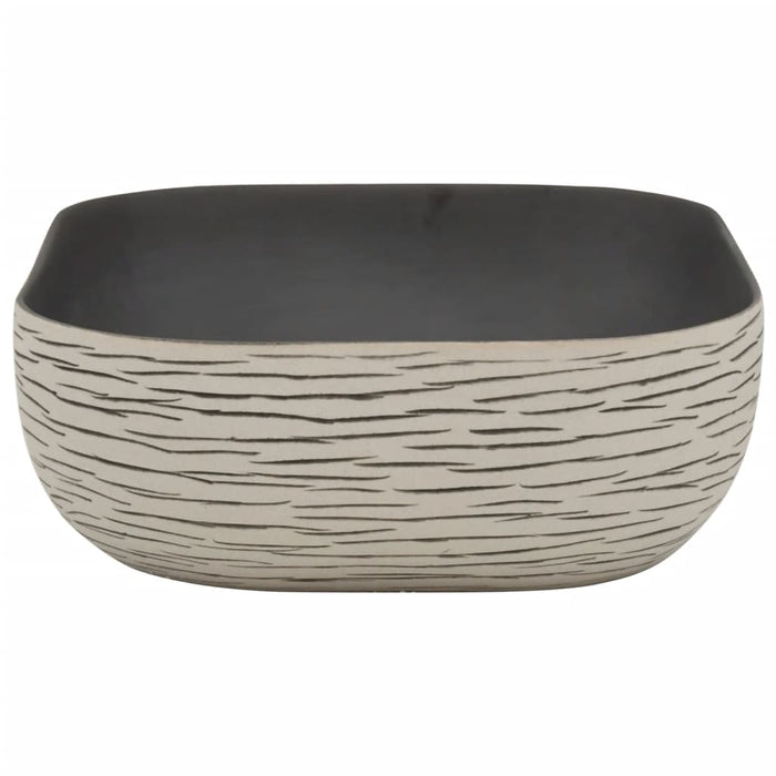 VXL Rectangular Countertop Washbasin Gray Black Ceramic 48X37.5X13.5 cm