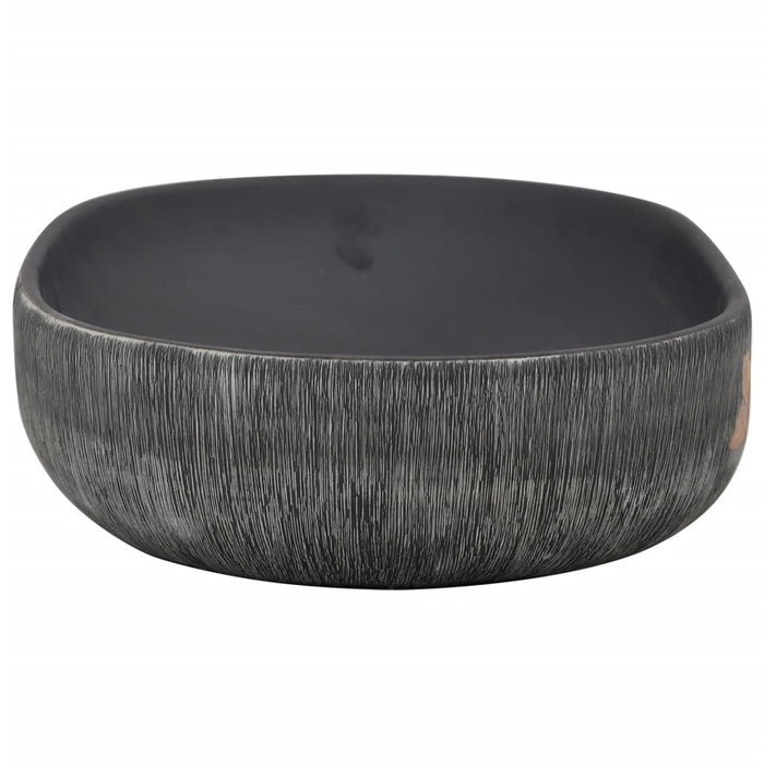 VXL Countertop Oval Ceramic Gray and Black Washbasin 59X40X14 cm