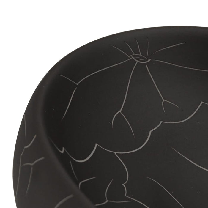 VXL Black Ceramic Oval Countertop Washbasin 59X40X15 cm