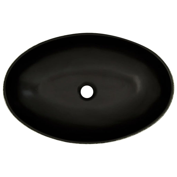 VXL Oval Ceramic Countertop Sink Black Blue 56.5X36.5X13.5cm
