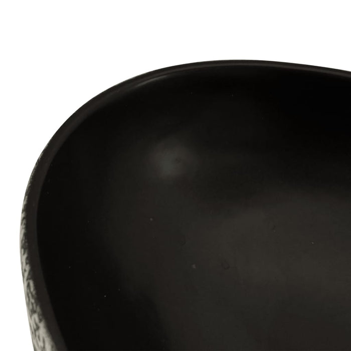 VXL Lavabo De Encimera Ovalado Cerámica Negro Azul 56,5X36,5X13,5cm