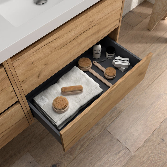 SALGAR NOJA 910 Mueble de Baño con Tapa Encimera 2 Cajones 1 Puerta Izquierda Color Roble África