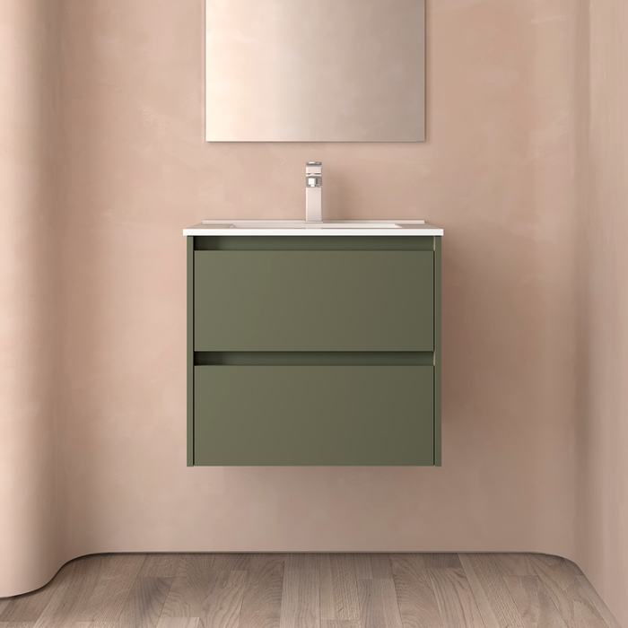 SALGAR NOJA Mueble de Baño con Lavabo 2 Cajones Color Verde Mate