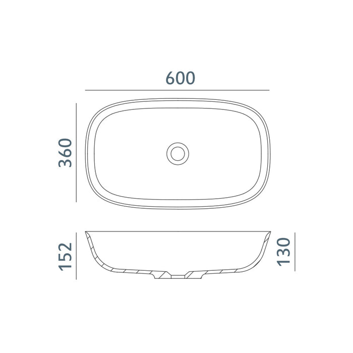 ACQUABELLA 53022955 LEVI RECTANGLE XL Sink Above Counter Matte White