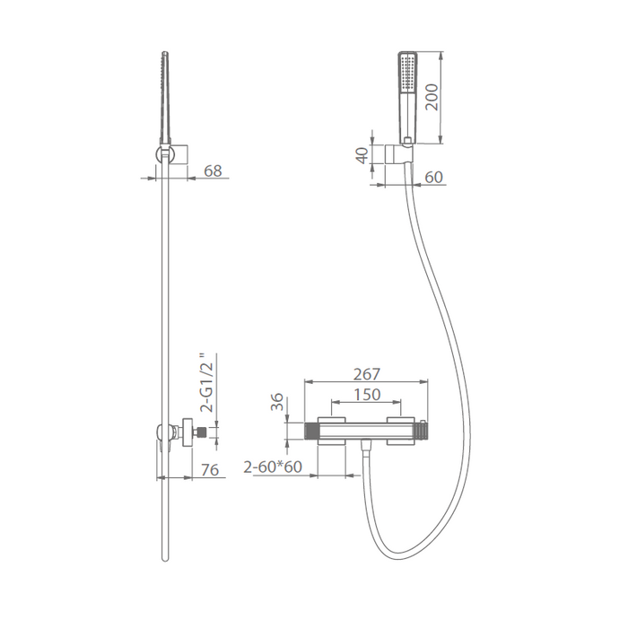 IMEX BTF065-5NG FIRENZE-SASSARI Termostatico Kit Ducha Negro