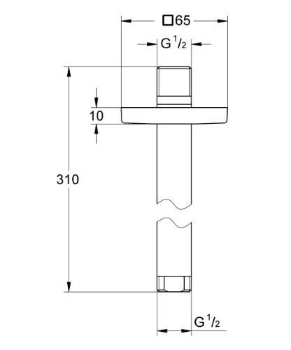 GROHE 27 484 000 RAINSHOWER Ceiling arm 292mm square rose