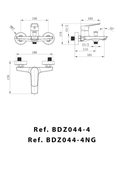IMEX BDZ044-4 BÉLGICA Grifo de Baño/Ducha Cromo