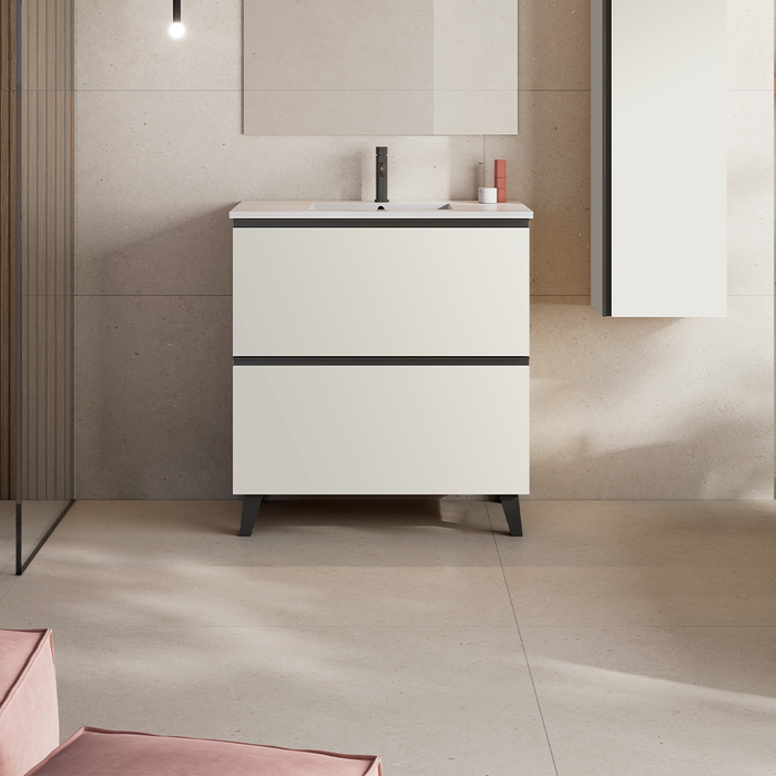 VISOBATH GRANADA Bathroom Cabinet with Floor Sink 2 Drawers White Ada Matte