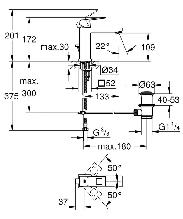 GROHE 23 445 000 EUROCUBE Single-lever Sink M