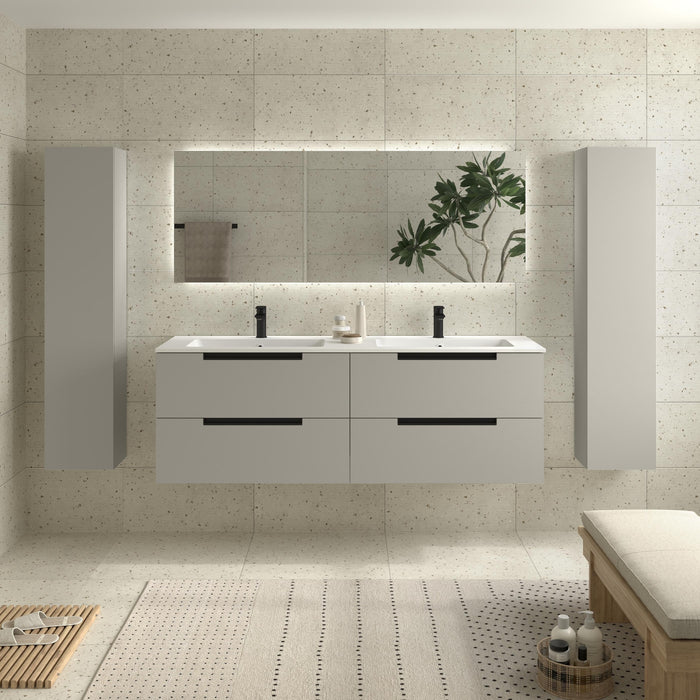 SALGAR 121989 LENI Mueble de Baño 2 pozas Solid Surface 160cm Gris mate