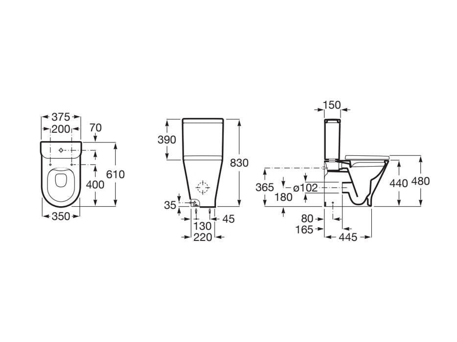 ROCA THE GAP ROUND COMFORT Rimless Toilet Complete